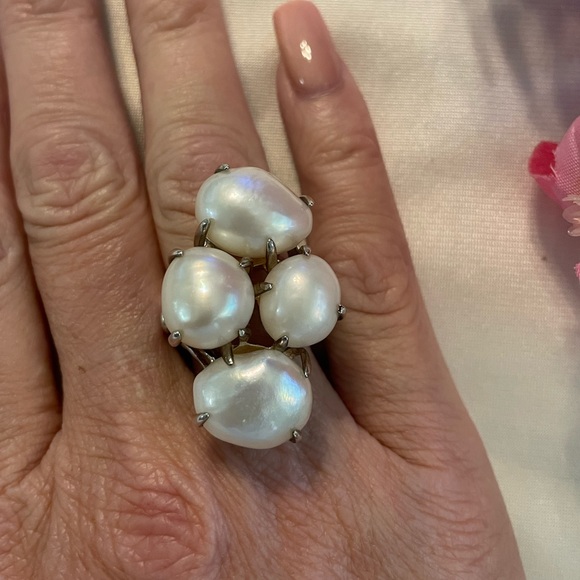 Silpada Coastal Pearl Cluster Sterling Silver Statement Ring R2949 - Picture 10 of 17